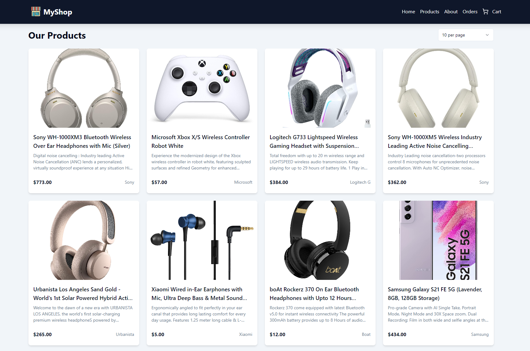 MyShop ecommerce site
